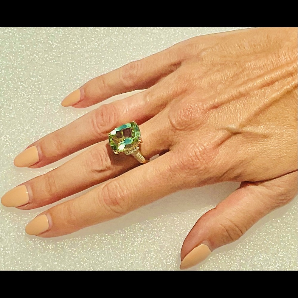 NWT EFFY GREEN AMETHYST DIAMOND RING